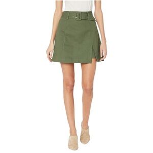 SugarLips High Waisted Belted Utility A-Line Mini Skirt With Split Hem.